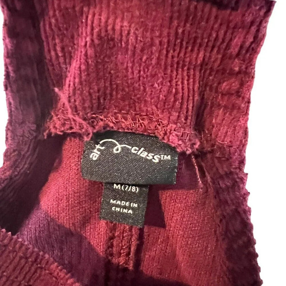 Art Class Girls Corduroy Burgundy Purple Overalls Dress Medium 7/8 Solid Pattern - Picture 5 of 5